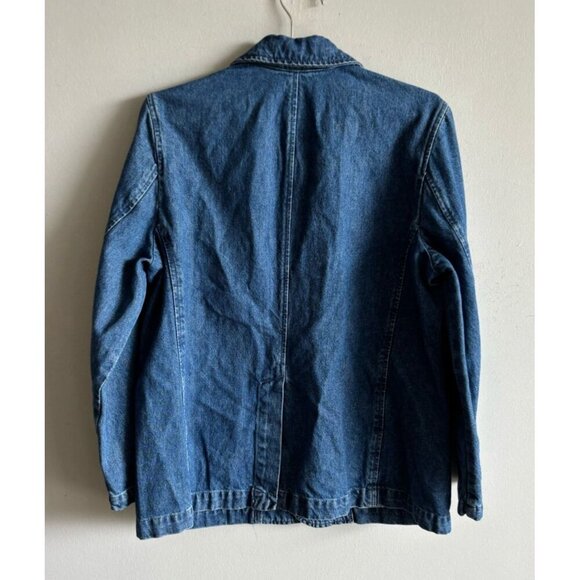 GAP Womens Long Sleeve Single Breasted Denim Blazer Jacket Blue Size L Petite - Picture 7 of 13